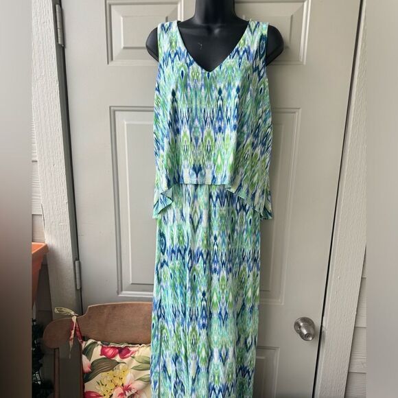 Chicos Ikat Print Popover Maxi Dress Size 0 - Picture 4 of 11